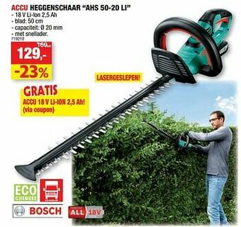 Hubo Bosch accu heggenschaar ahs 50-20 li aanbieding
