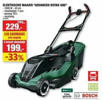 Hubo Bosch elektrische maaier advanced rotak 690 aanbieding