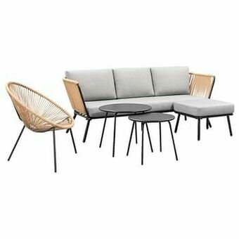 Leen Bakker Loungeset Almeria Formentera - naturelkleur - 5-delig - Leen Bakker aanbieding