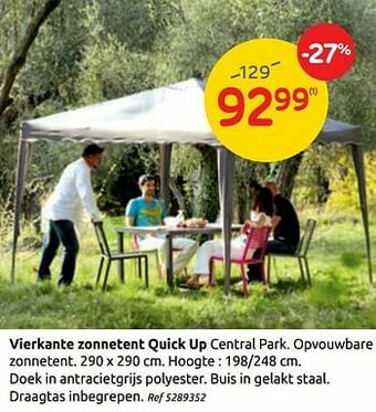 Brico Vierkante zonnetent quick up aanbieding