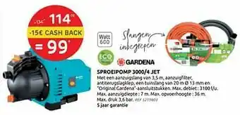 Brico Gardena sproeipomp 3000-4 jet aanbieding