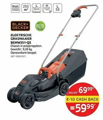 Brico Black+decker elektrische grasmaaier bemw351-qs aanbieding