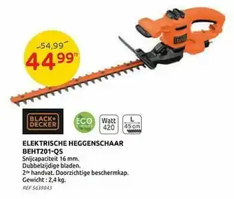 Brico Black + decker elektrische heggenschaar beht201-qs aanbieding