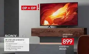 Selexion Sony 4k uhd led android tv kd49xh8599b aanbieding