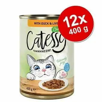 12x400g Hapjes in Saus of Gelei met Rund in Gelei Catessy Kattenvoer
