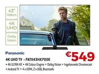 Exellent Panasonic 4k uhd tv - patx43hx700e aanbieding