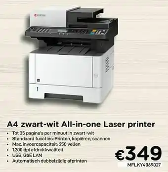 CompuDeals Kyocera a4 zwart-wit all-in-one laser printer aanbieding