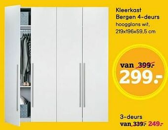 Leen Bakker Kleerkast bergen 4-deurs aanbieding
