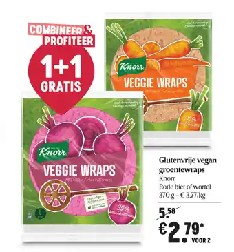 Delhaize Knorr Glutenvrije vegan groentewraps aanbieding