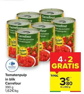 Carrefour Tomatenpulp In Blik Carrefour 390g aanbieding