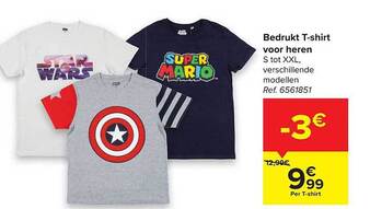 Carrefour Bedrukt T-shirt Voor Heren aanbieding