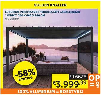 Zelfbouwmarkt Luxueuze Vrijstaande Pergola Met Lamellendak aanbieding