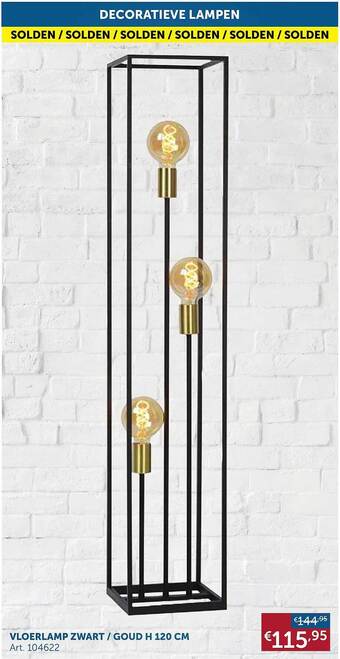 Zelfbouwmarkt Vloerlamp Zwart-goud aanbieding