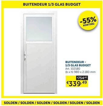 Zelfbouwmarkt Buitendeur - 1-3 Glas Budget aanbieding