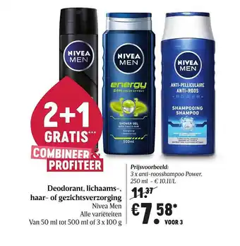 Delhaize Deodorant, Lichaams- Haar- Of Gezichtsverzorging Nivea Men aanbieding