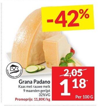 Intermarché Grana Padano kaas met rauwe melk Per 100 g aanbieding