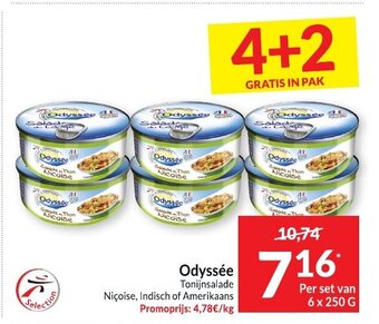 Intermarché Odyssee Tonijnsalade Nicoise, Indisch of Amerikaans Per set van 6 x 250 g aanbieding