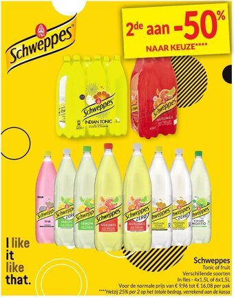 Intermarché Schweppes Tonic of Fruit 4 x 1,5 L of 6 x 1,5 L per pak aanbieding