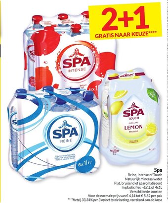 Intermarché Spa Reine, Intense of Touch Natuurlijk Mineraalwater 6 x 1L of 4 x 1 L aanbieding
