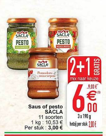 Cora Saus Of Pesto Sacla aanbieding