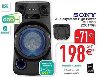 Cora Sony Audiosysteem High Power aanbieding