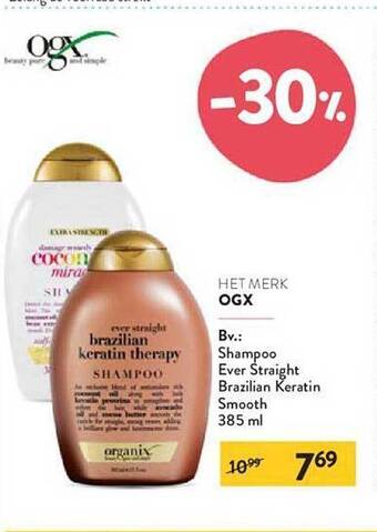 Di Ogx Shampoo Ever Straight Brazilian Keratin Smooth aanbieding