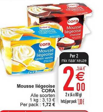 Cora Mousse Liégeoise Cora aanbieding