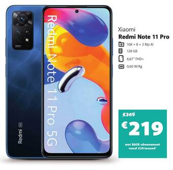Base Xiaomi Redmi Note 11 Pro aanbieding