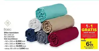 Carrefour Tex Basic Effen Hoeslaken 90x200 Cm aanbieding