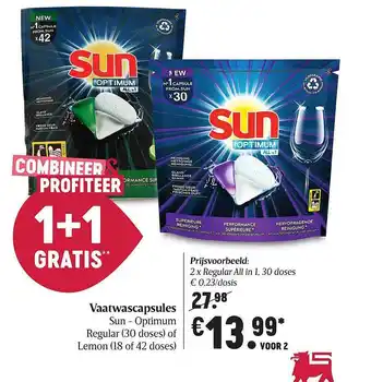 Delhaize Vaatwascapsules Sun Optimum aanbieding
