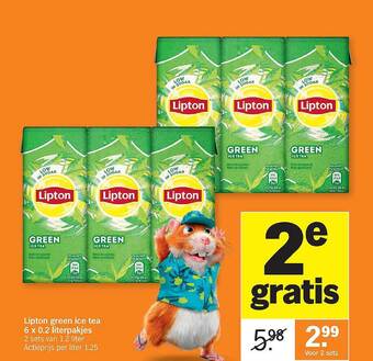 Albert Heijn Lipton Green Ice Tea 6 X 0.2 Literpakjes aanbieding
