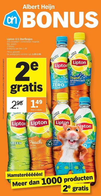 Albert Heijn Lipton 0.5 Literflesjes aanbieding