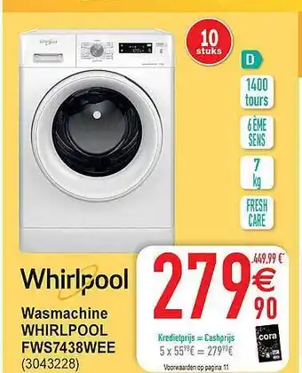 Cora Wasmachine Whirlpool aanbieding