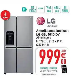 Cora Amerikaanse Koelkast Lg aanbieding