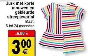 Cora Jurk Met Korte Mouwen En Gekleurde Streepjesprint aanbieding
