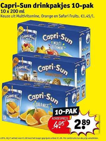 Kruidvat Capri-sun Drinkpakjes 10-pak aanbieding