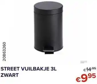 Euroshop Street vuilbakje 3l zwart aanbieding