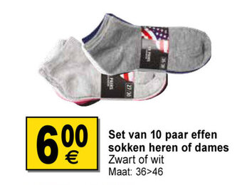 Cora Set van 10 Paar Effen Sokken Heren of Dames aanbieding