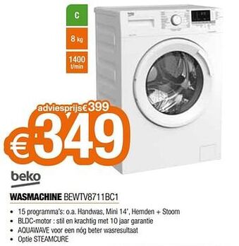 Expert Beko wasmachine bewtv8711bc1 aanbieding