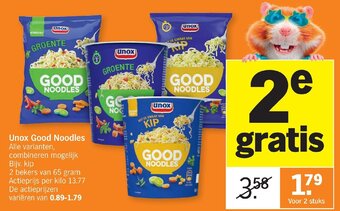 Albert Heijn Unox Good Noodles Groente , Met de Smaak van Kip 2 Stuks aanbieding