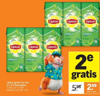 Albert Heijn Lipton Green Ice Tea 6 x 0.2 Literpakjes 2 Stuks aanbieding