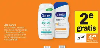 Albert Heijn Alle Sanex 500ml Zero% Normale Huid, Biomeprotect Dermo 2 Stuks aanbieding