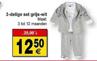 3-delige Set Grijs-wit
