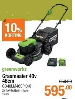 Greenworks Grasmaaier 40v 46cm