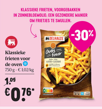 Delhaize Klassieke frieten voor de oven aanbieding