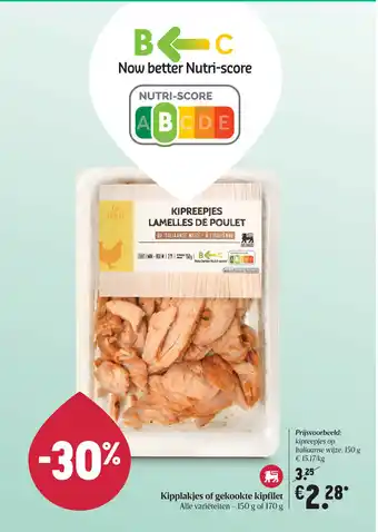 Delhaize Kipplakjes of gekookte kipfilet aanbieding