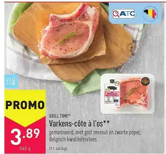 ALDI Grill time varkens-cote a l'os 340 gram aanbieding