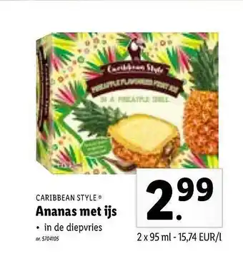 Lidl Caribbean style ananas met ijs aanbieding
