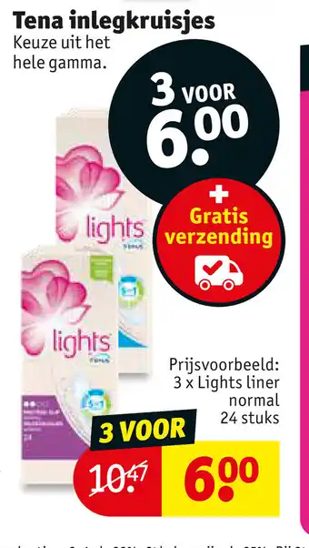 Kruidvat Tena inlegkruisjes 24 stuks aanbieding