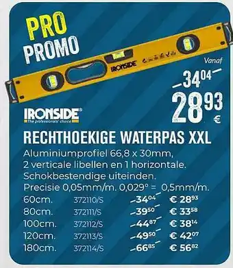 Meno Pro Ironside rechthoekige waterpas xxl aanbieding